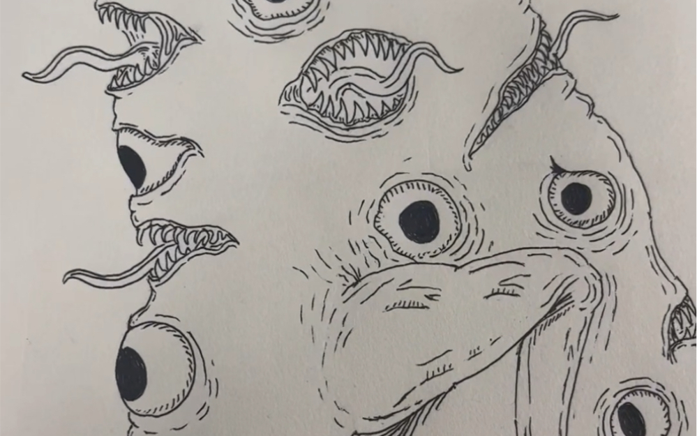 绘画多眼水怪 原创绘画 请勿抄袭