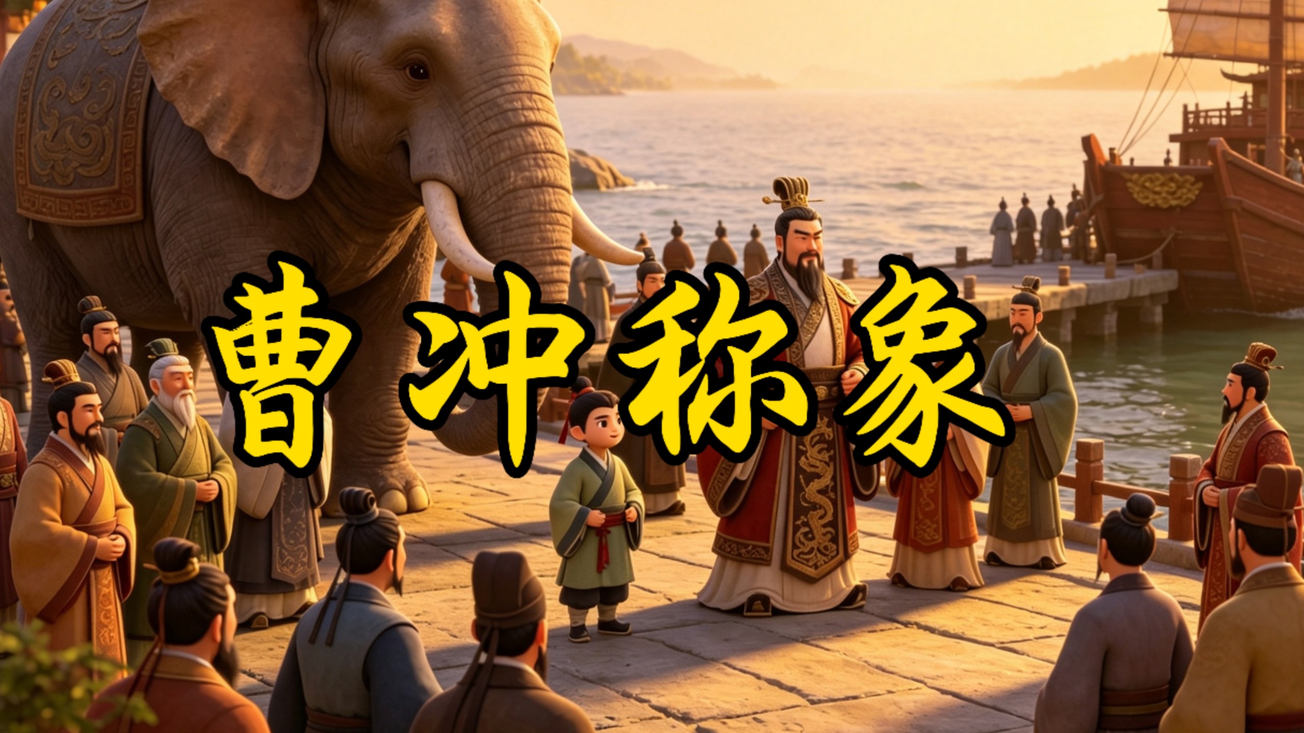 每天学习一个动画成语故事：《 曹冲称象 》