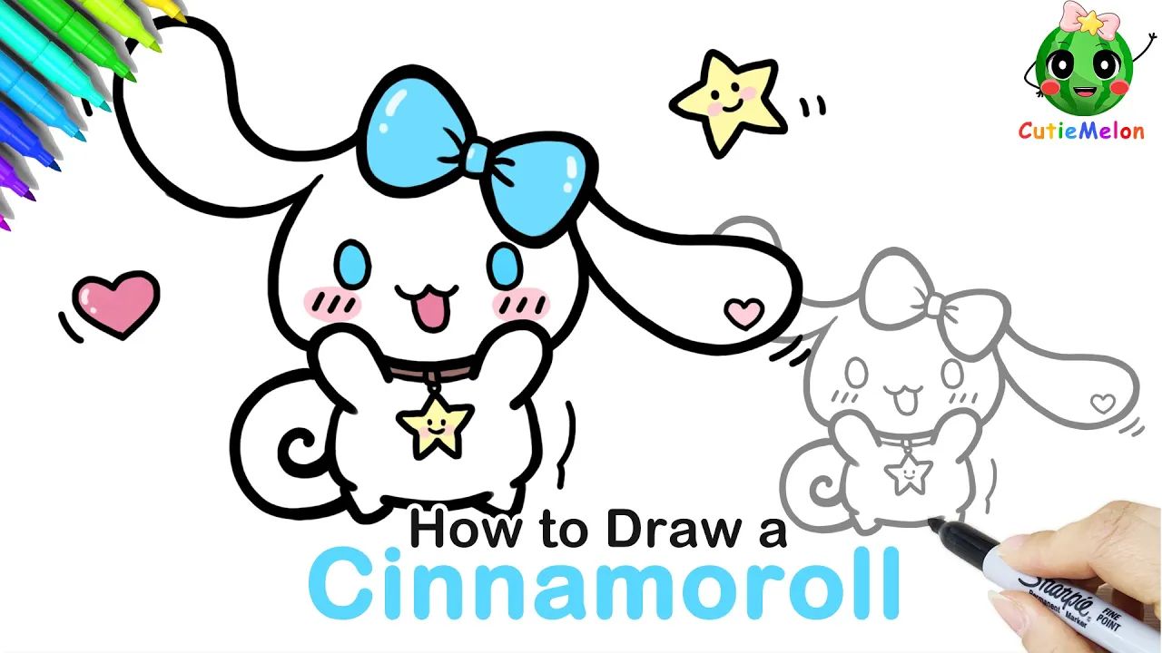 儿童简笔画可爱的大耳狗 How to Draw A Cute Cinnamoroll|Funny Sanrio Arts|Easy Drawings for k哔哩哔哩bilibili