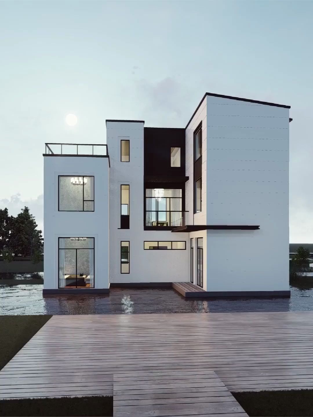 白墙灰瓦,现代风格的中式别墅设计,别有风味_哔哩哔哩 (゜-゜)つロ