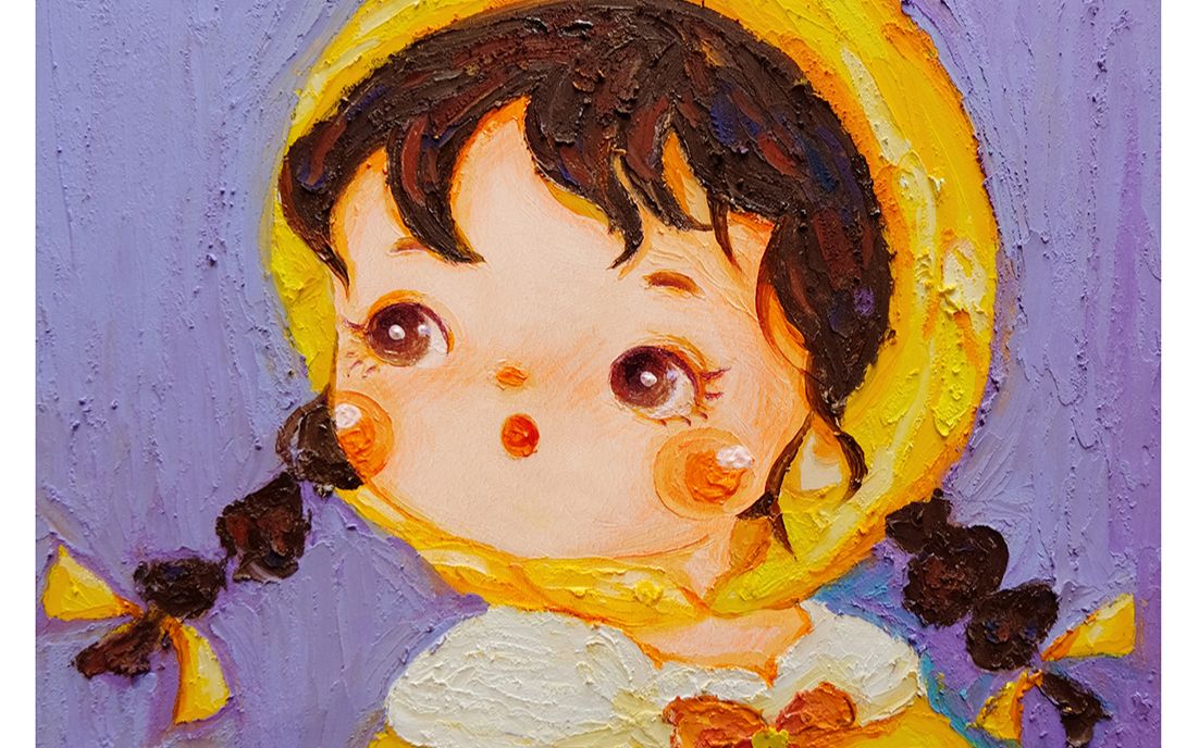 壁纸油画可爱小女孩图片