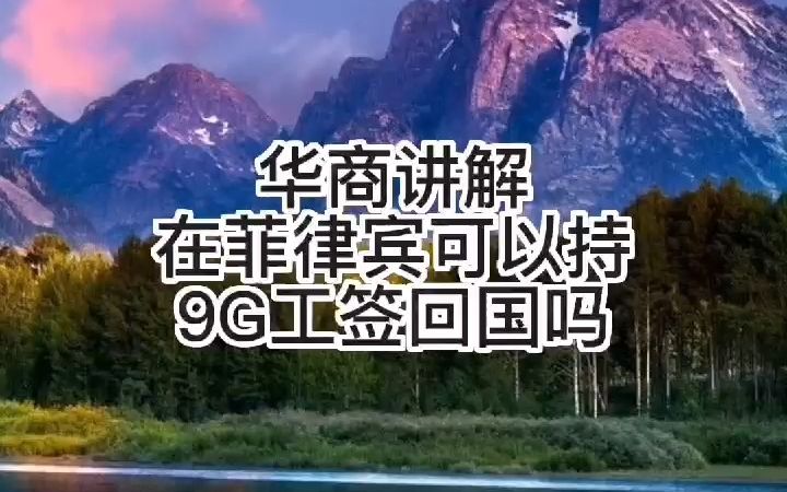 在菲律宾可以持9G工签回国吗哔哩哔哩bilibili