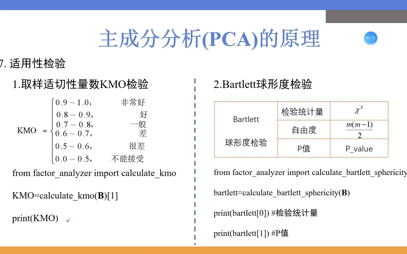 主成分分析的基本原理 (5)适用性检验(KMO&Bartlett)哔哩哔哩bilibili