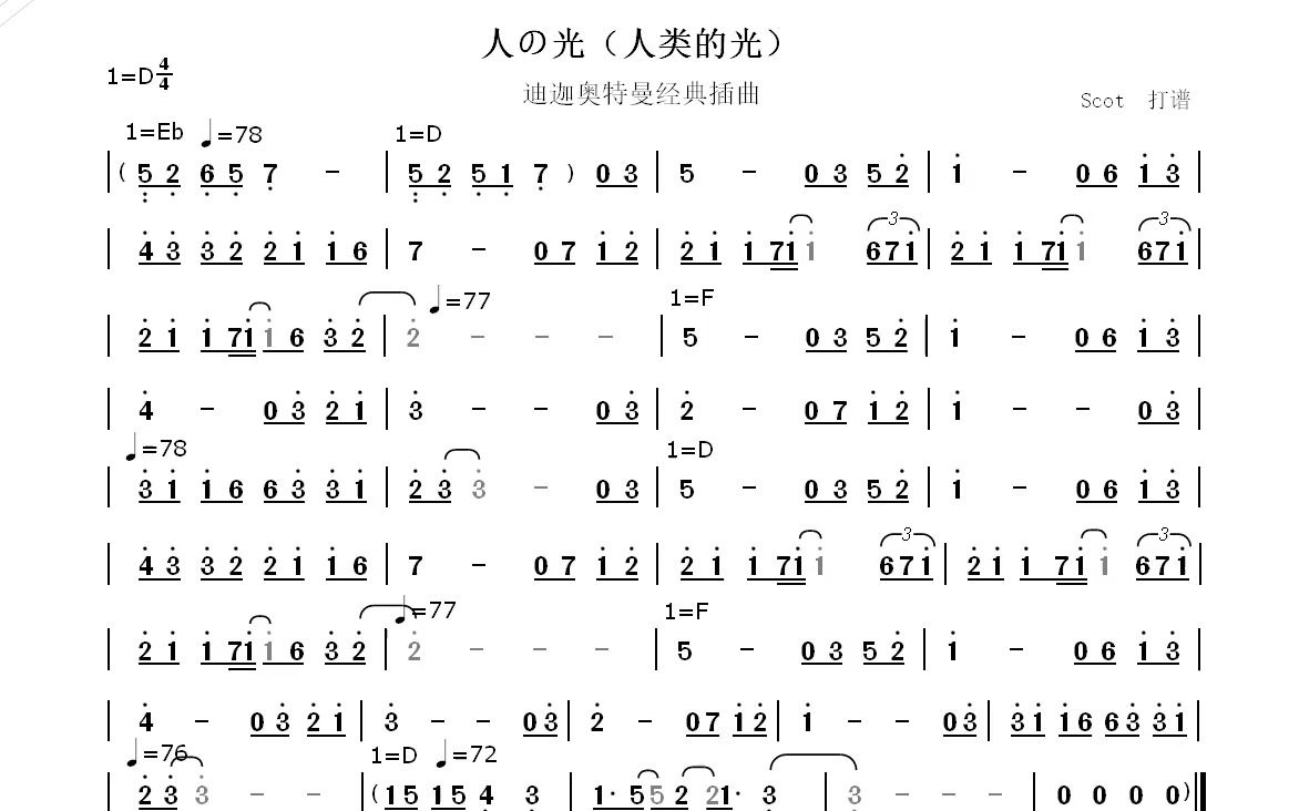 迪迦奥特曼钢琴数字谱图片