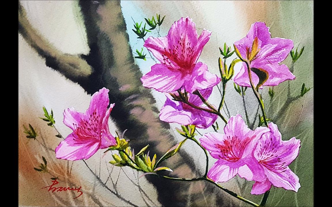 【水彩】杜鹃花