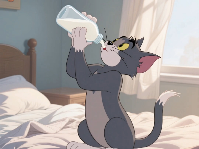 (猫和老鼠)汤姆喝牛奶