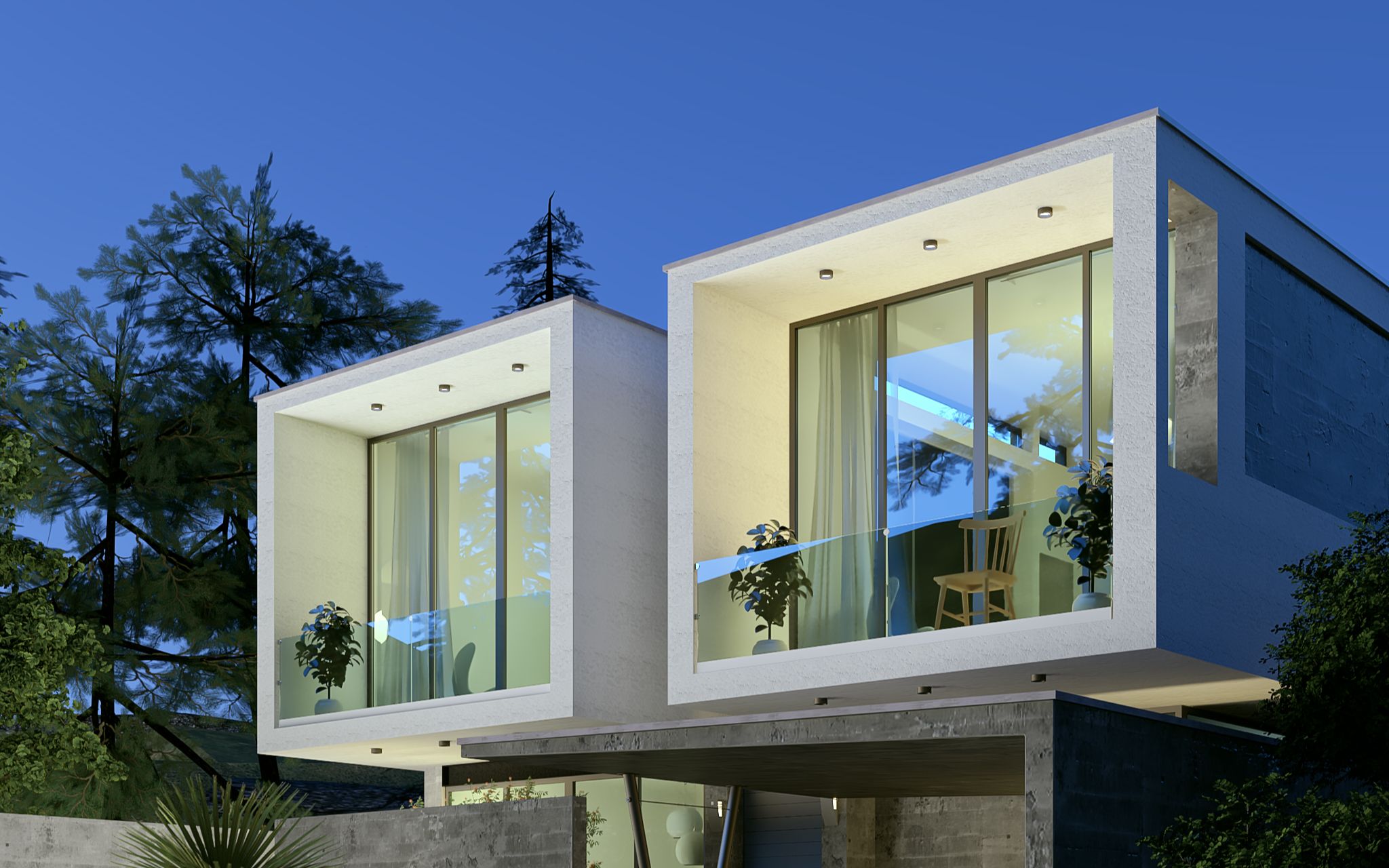 vrayforsketchupgpu渲染别墅夜景动画vrayvision渲染动画