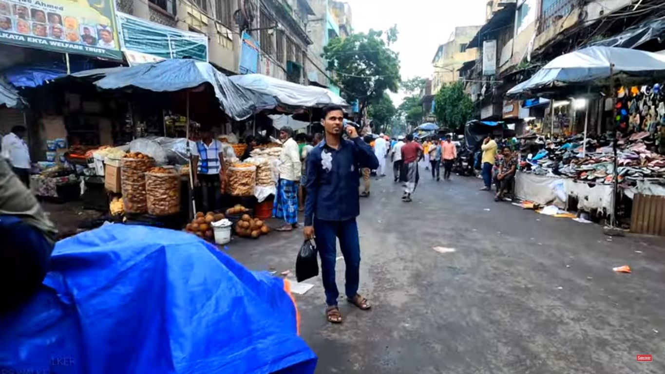 【4k】印度一线城市加尔各答街头穿街过巷边走边拍---老城区中心地段