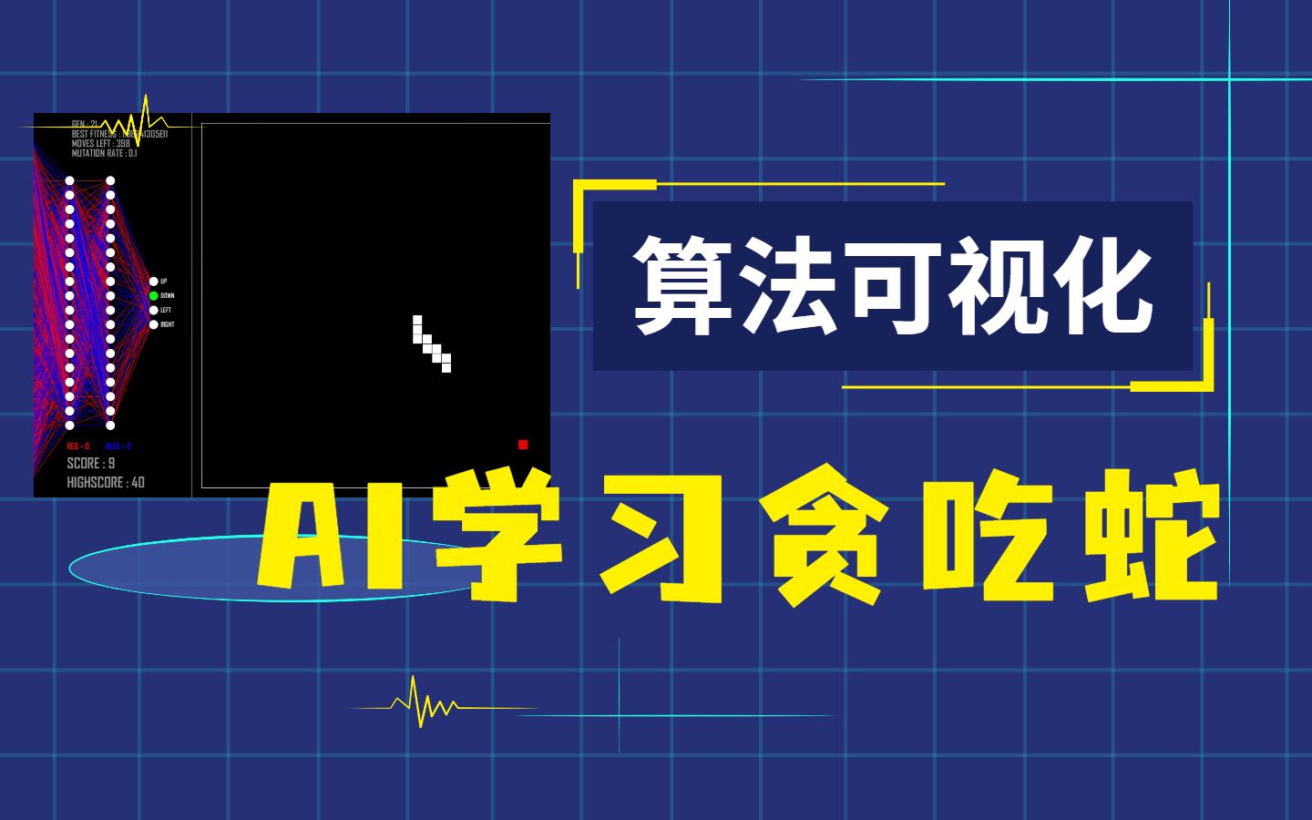 『算法可视化』使用遗传算法训练神经网络,AI学习贪吃蛇玩法哔哩哔哩bilibili