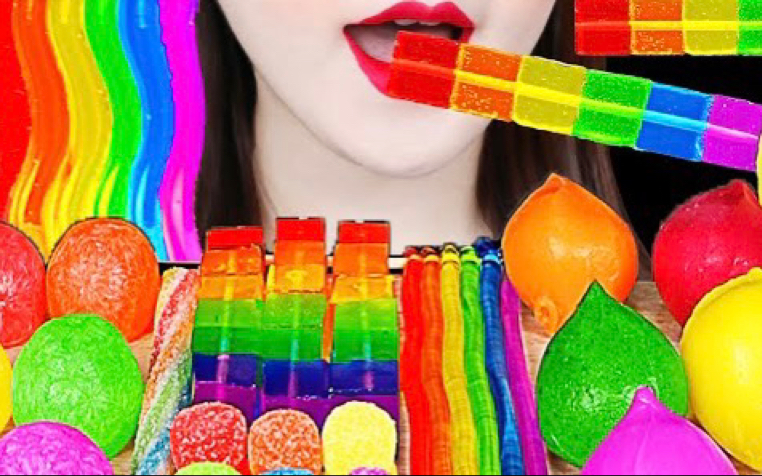 lanie吃播声控果冻琥珀糖粘豆包软糖