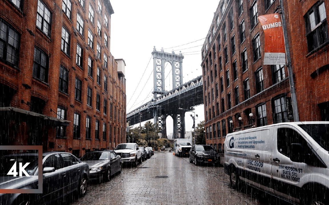 walking in the rain, brooklyn new york, rainy windy morning