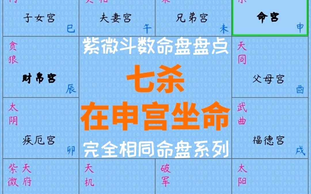 七杀在申宫坐命(紫微斗数完全相同命盘盘点系列)哔哩哔哩bilibili