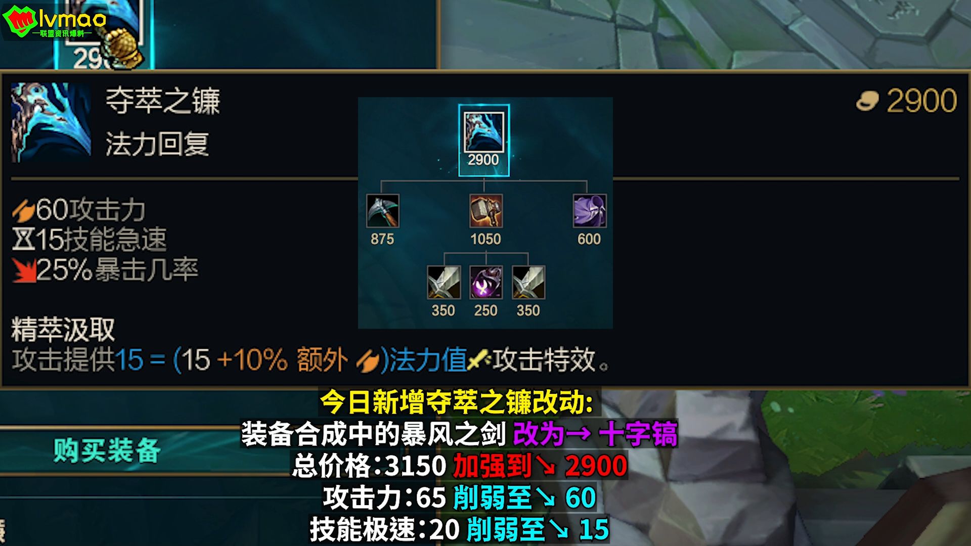 20版本[新增]改动介绍:吸蓝刀降价250!17位英雄机制改动!