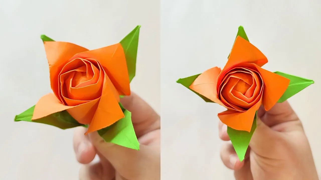 origami library 玫瑰花折纸教程origami rose tutorial