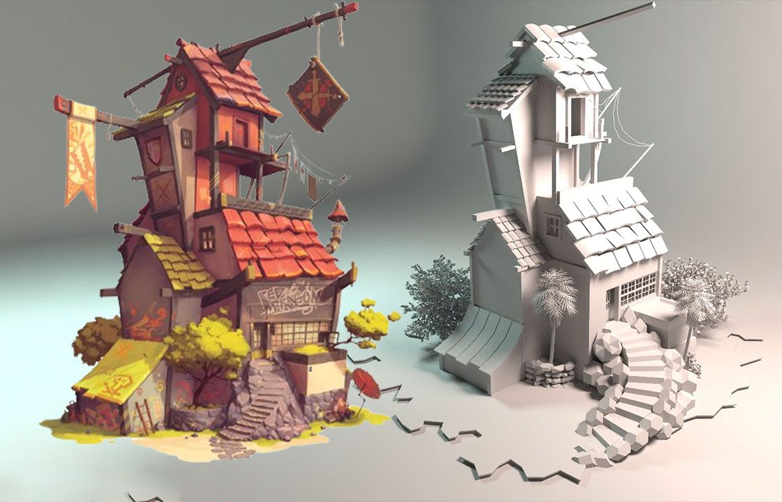 【3d建模】三小时轻松学会"风格化房子"模型制作