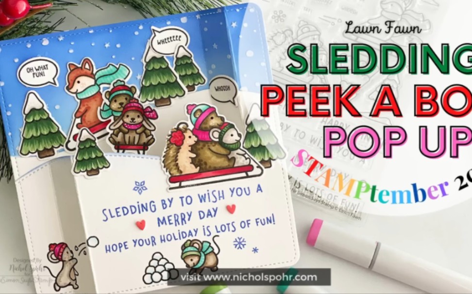 《青青大草原》Sledding By Peek A Boo Pop Up 来自于LawnFawn品牌的手工卡片制作教程哔哩哔哩bilibili