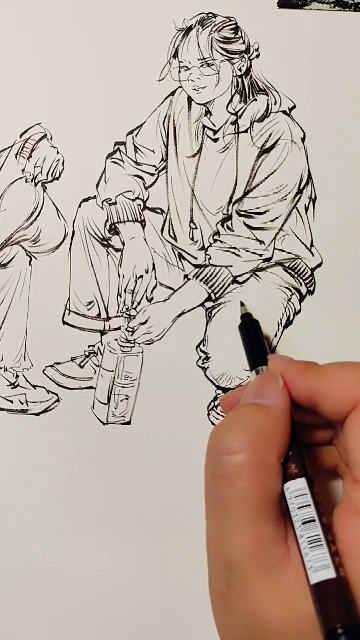 秀丽笔速写每天坚持10分钟快写练习(蹲姿)