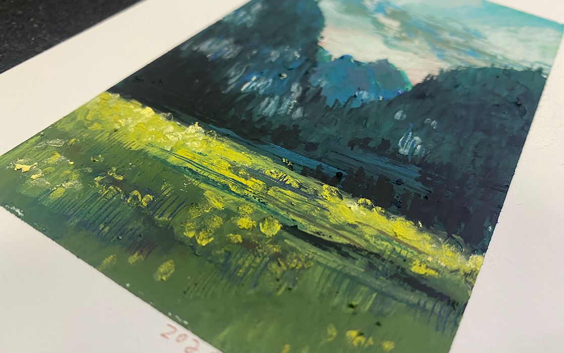 油画棒一片绿色