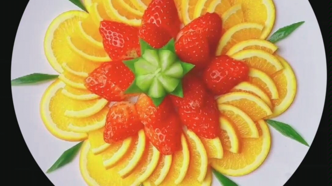 水果拼盘创意花式简单切法,草莓橙子和猕猴桃的组合,天天吃水果,吃的