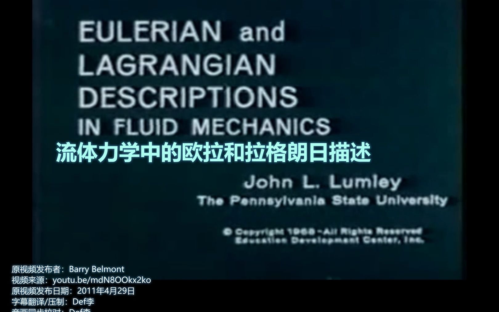 【自制双语字幕】连续介质力学/流体力学中的欧拉和拉格朗日描述 Eulerian and Lagrangian Descriptions哔哩哔哩bilibili