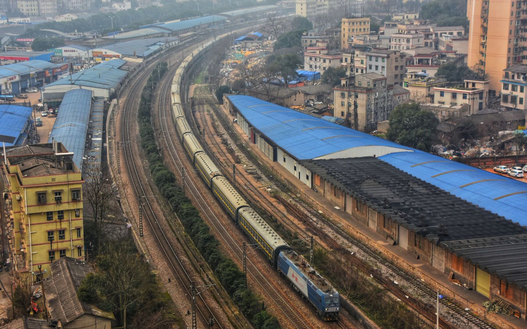 【2019春运】树木岭机位·京广线上行临客列车通过 往长沙东站方向