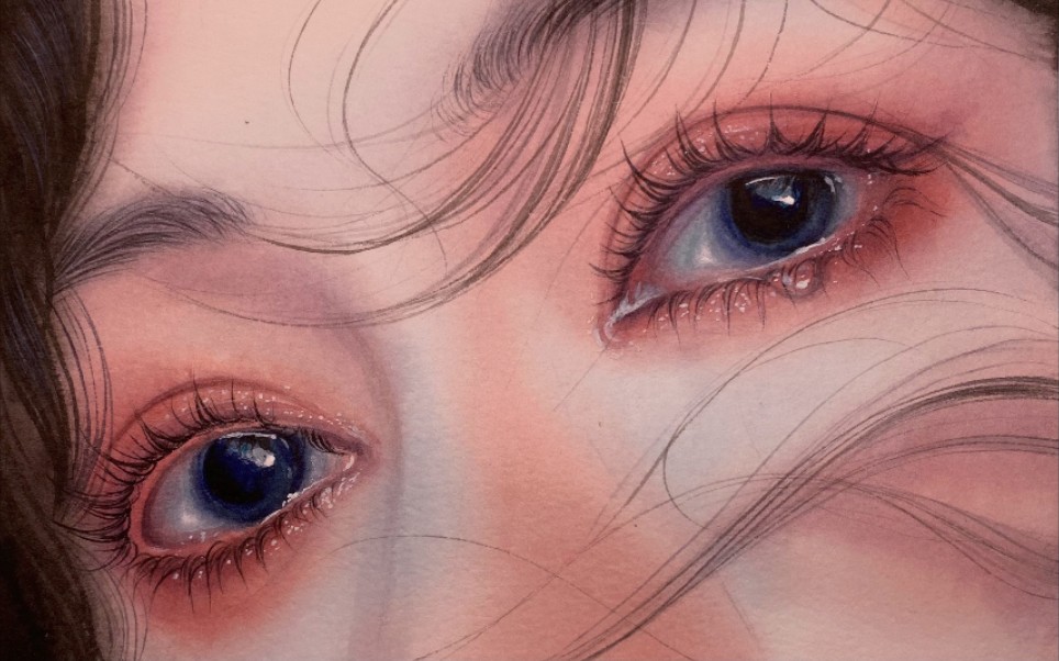 录屏静兮水彩直播的写实水彩眼睛3