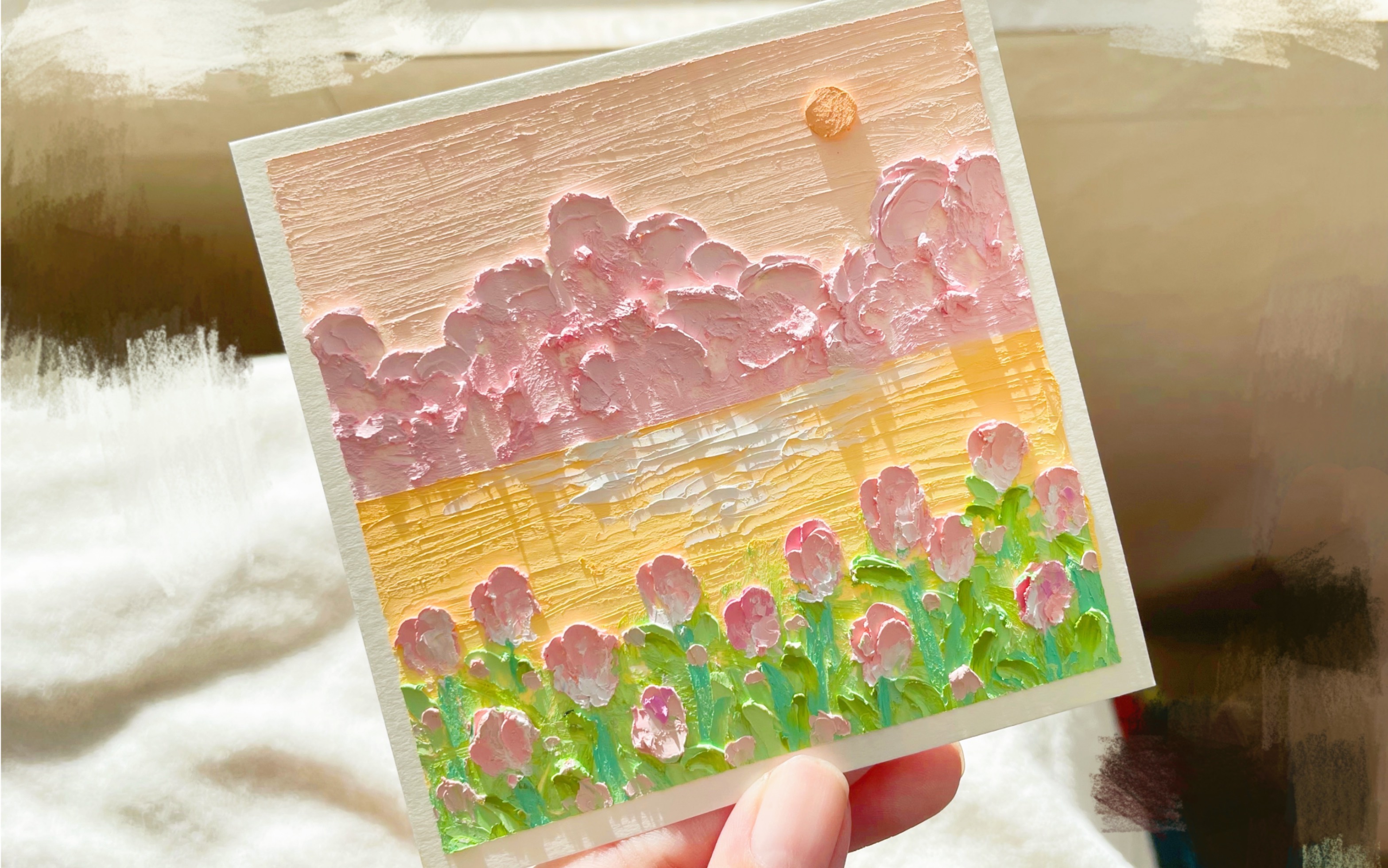 【油画棒】爱情不止玫瑰,还有郁金香|肌理感的油画棒作品在阳光下就是