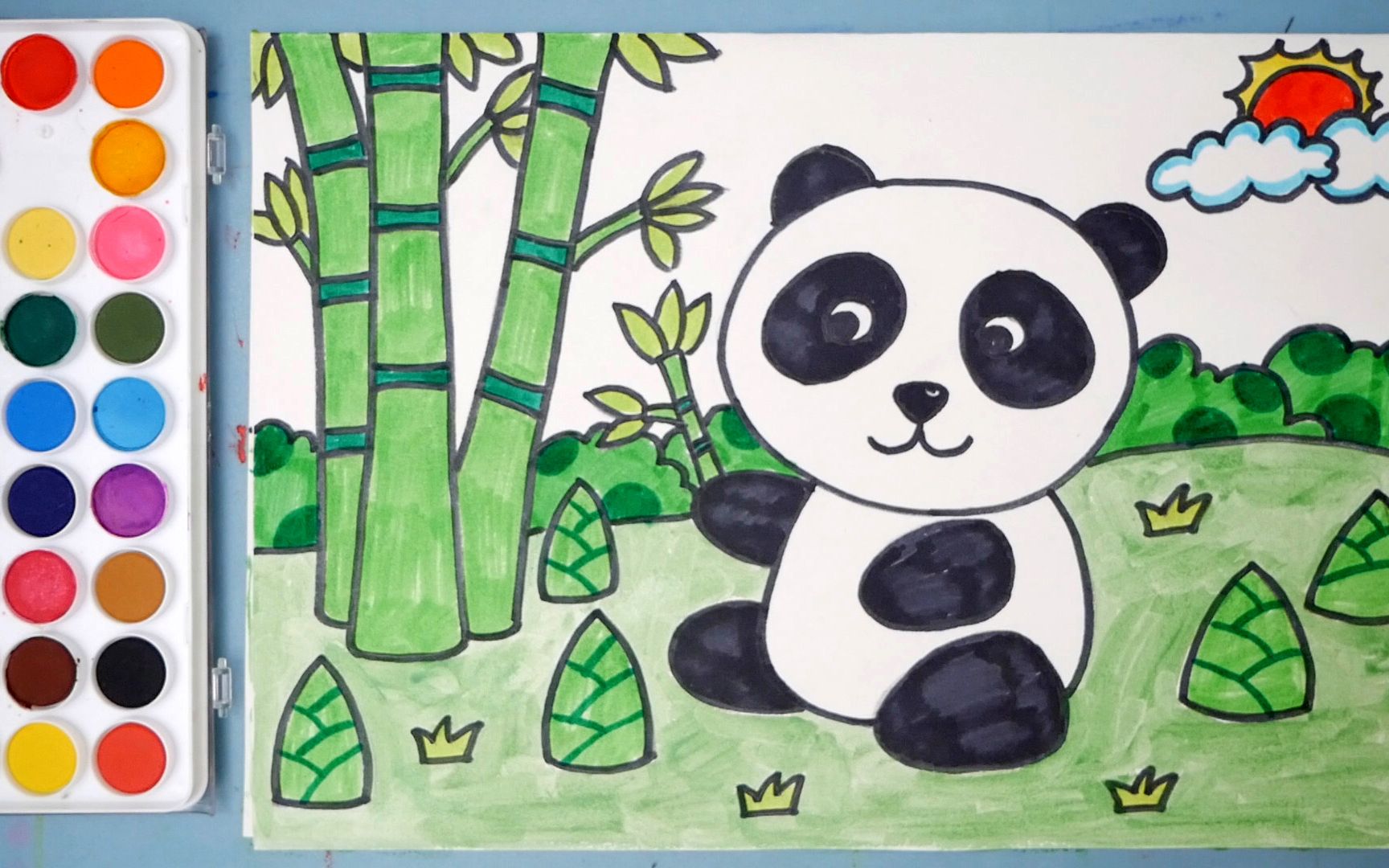熊猫简易画法 儿童画图片