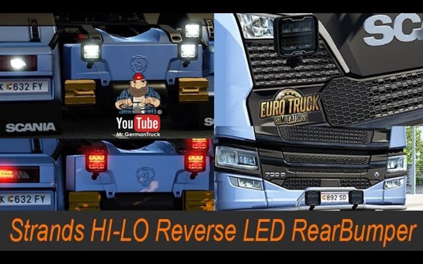 【YouTube】欧卡2modStrands HILO Reverse Brake LEDs Scania NG RearBumper v1.0哔哩哔哩bilibili