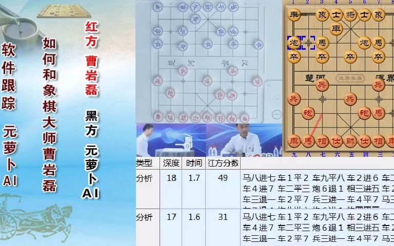 【软件跟踪】元萝卜AI 象棋如何与象棋大师曹岩磊战和哔哩哔哩bilibili