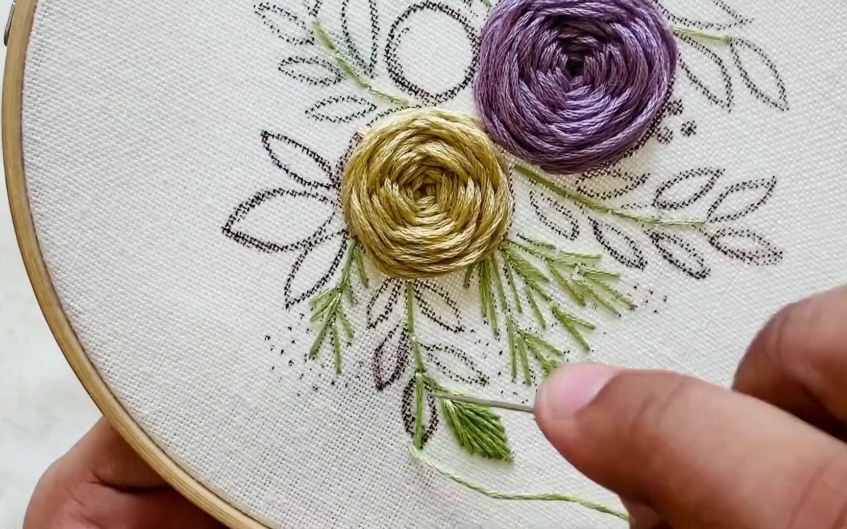 蛛网玫瑰绣,完整教程,简单作品,适合新手