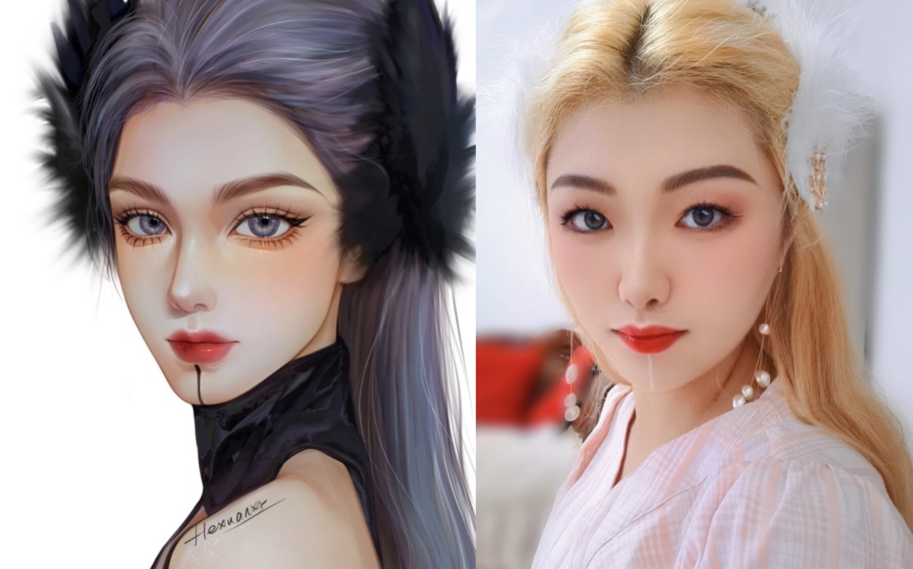 画中人仿妆|人间富贵白天鹅|沉浸式听歌化妆全过程记录|各位小主们