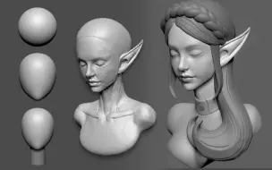 Скачать видео: 【ZBrush人物雕刻】从零开始，人物头像雕刻全过程，无保留分享！