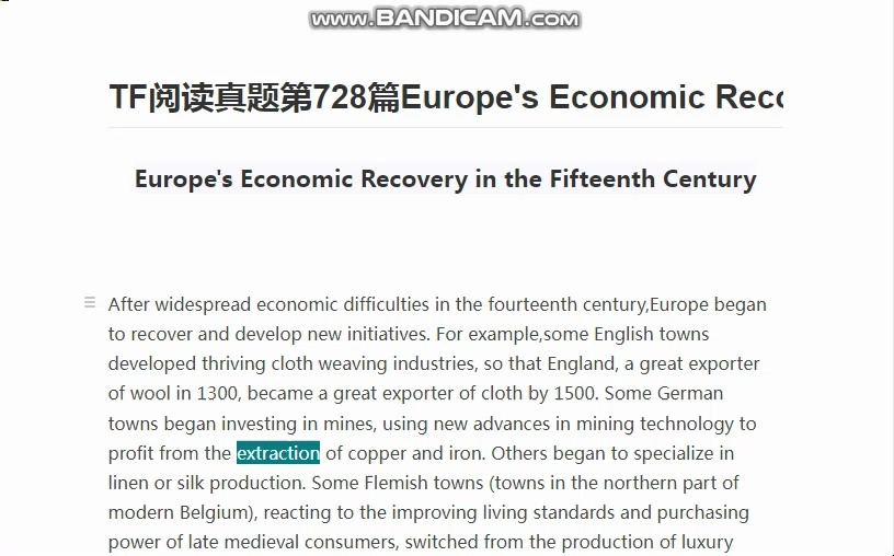 TF阅读真题第728篇Europe's Economic Recovery in the Fifteenth Century哔哩哔哩bilibili