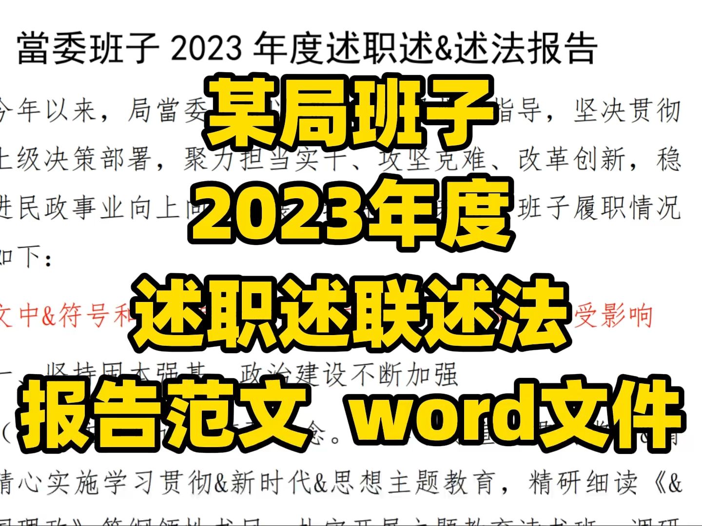 某局班子 2023年度 述职述联述法 报告范文 word文件哔哩哔哩bilibili