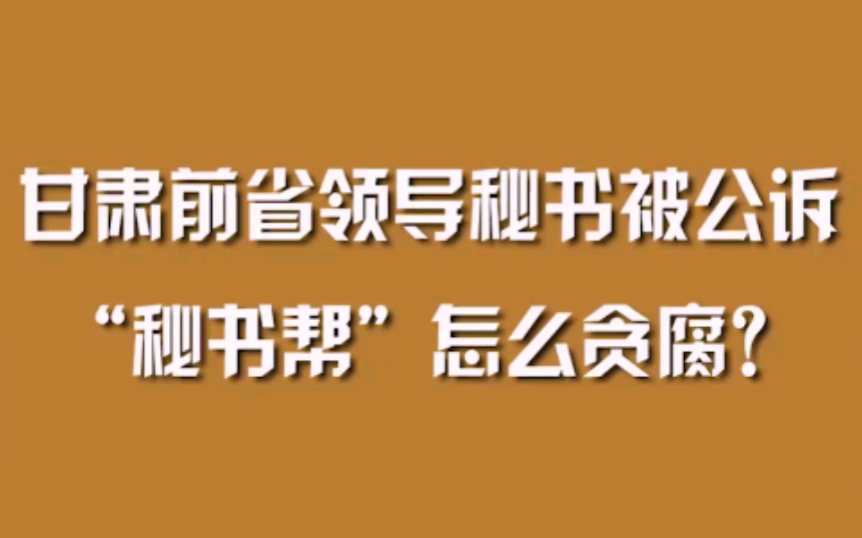 甘肃前省领导秘书被公诉,“秘书帮”怎么贪腐?哔哩哔哩bilibili