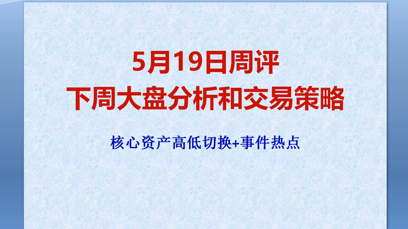 5月19日周评:下周大盘分析和交易策略哔哩哔哩bilibili