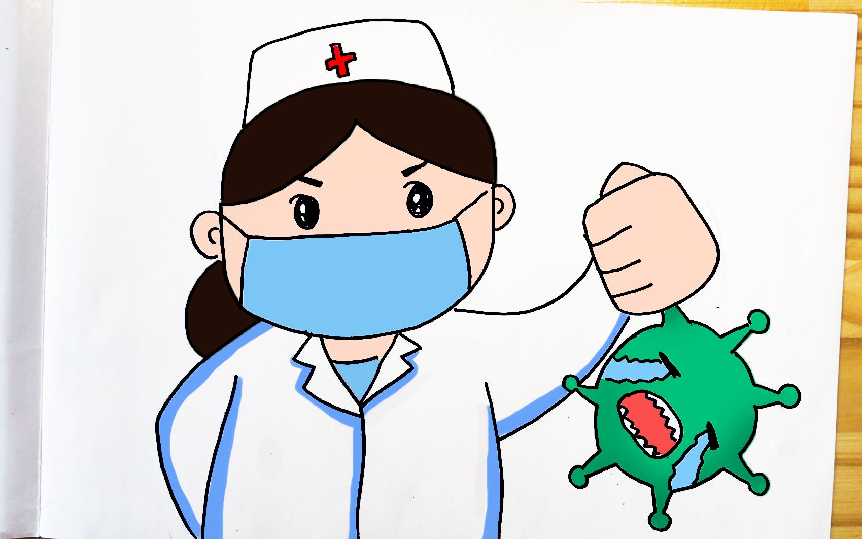 医生卡通简笔画病毒图片