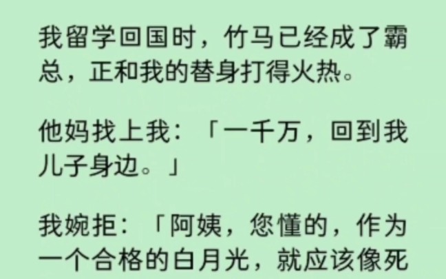 我留学回国时,竹马他妈找上我“一千万,回到我儿子身边”… 《逐风清也》~知乎哔哩哔哩bilibili