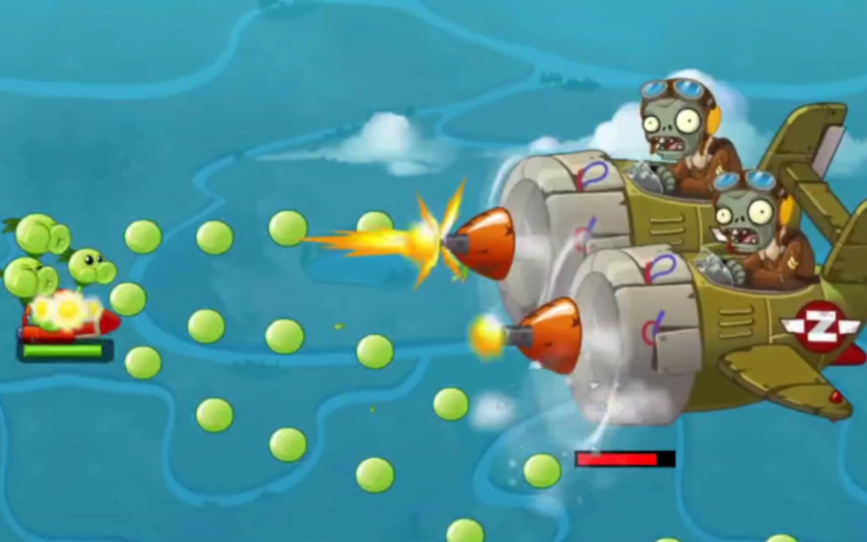 豌豆小队7禁难度无伤过天空10困难模式双舱飞机加强型决战阶段