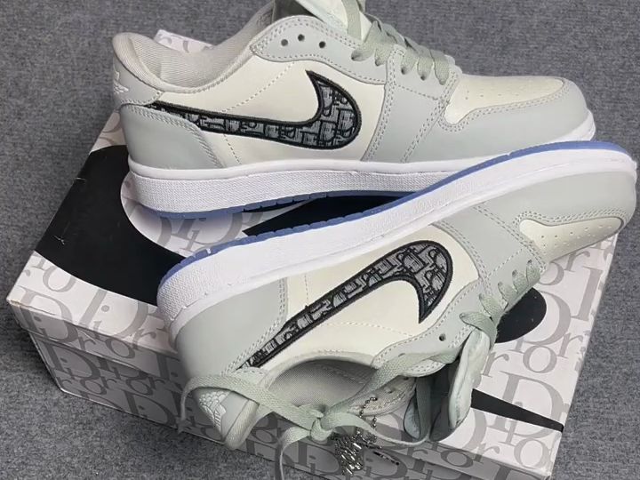 乔丹dior x air jordan 1 low "grey aj1 迪奥联名白灰低帮