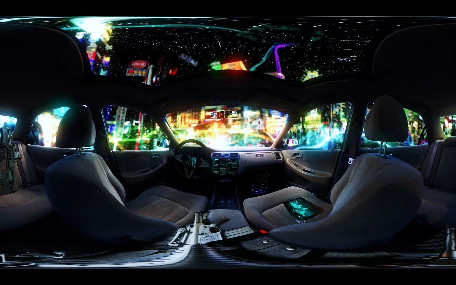 4k创意赛博朋克城市街道vr360全景视频高清视频素材