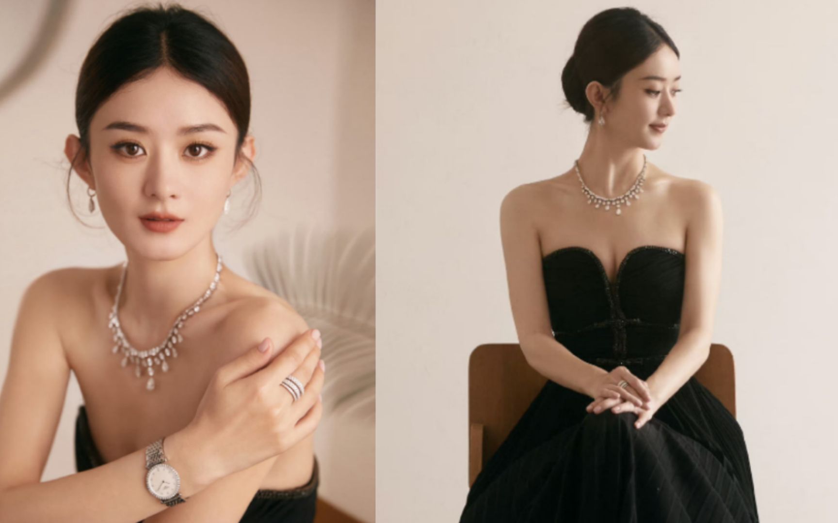 赵丽颖出席白玉兰提名酒会,穿抹胸裙姿态优雅大方,霸气回应质疑