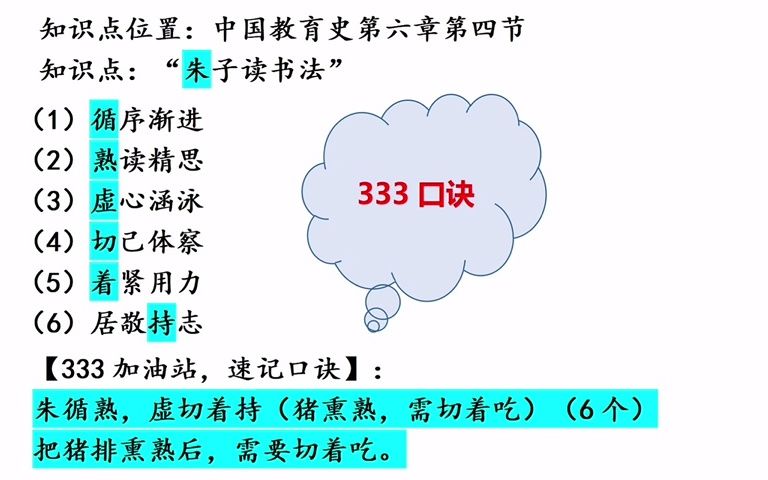 [图]333这么记超快！333教育综合速记口诀 教育学口令 顺口溜 333葵花宝典速记口诀 朱子读书法