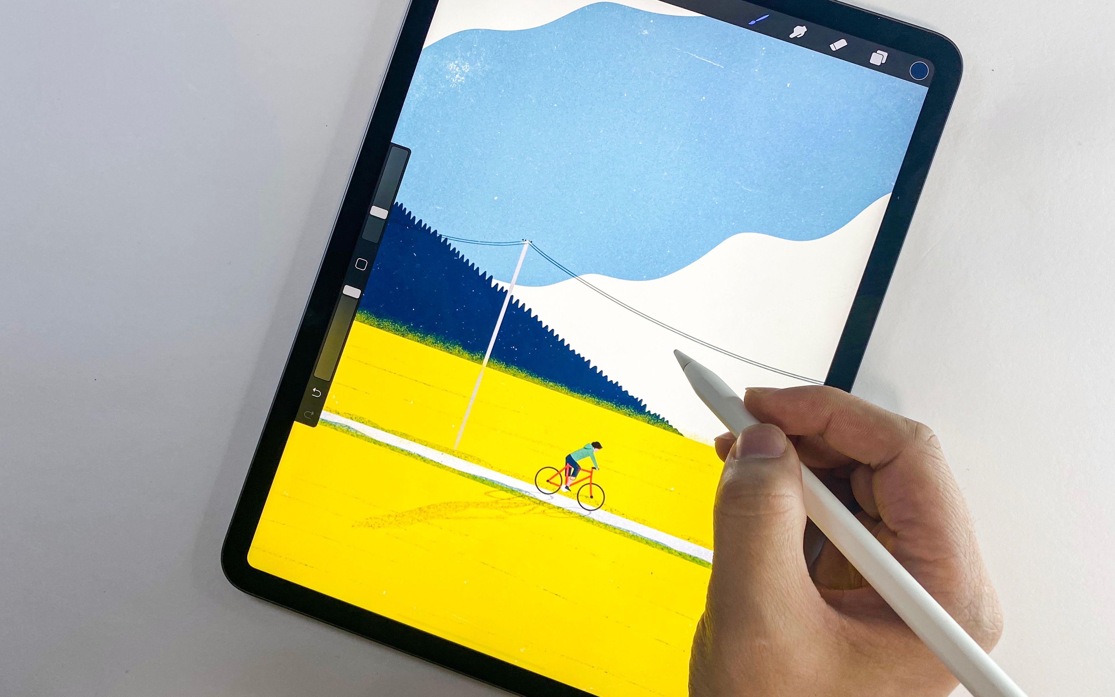 [图]【iPad绘画】我会在春天里，骑着单车，穿过开满油菜花的田野｜procreate教程