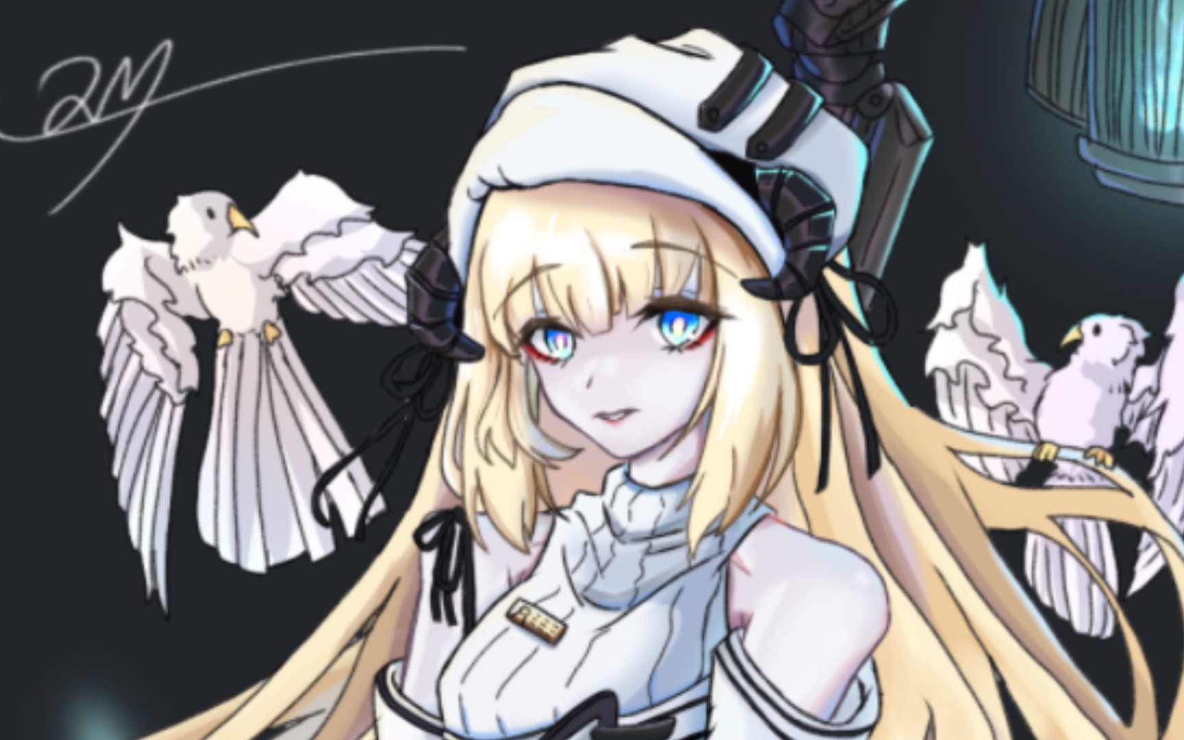 明日方舟:丽兹(夜鶯) 指绘【許願出夜鶯!】