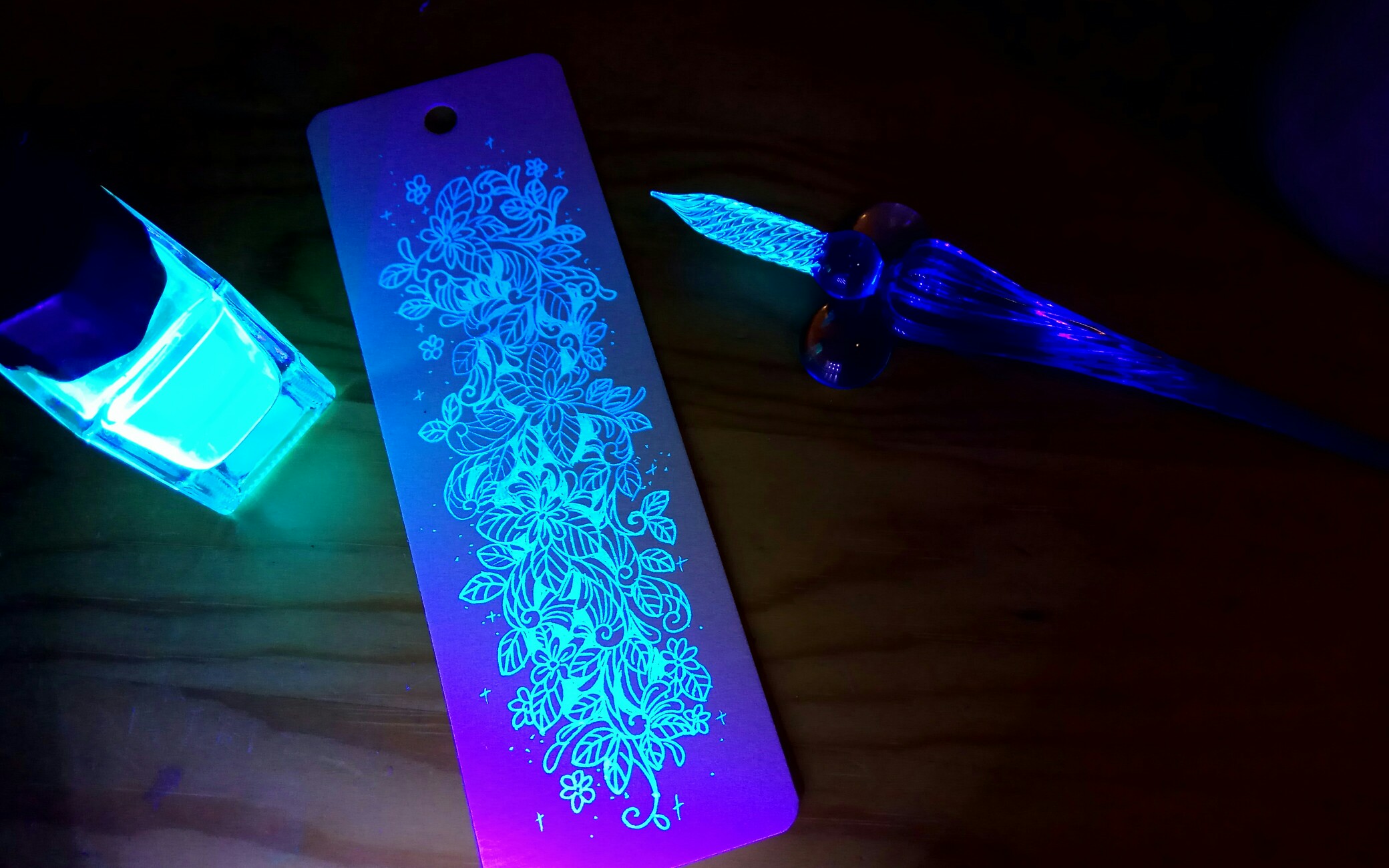 蘸水笔手绘我真的不会写标题水生花荧光墨水蘸水笔禅绕画绘画过程