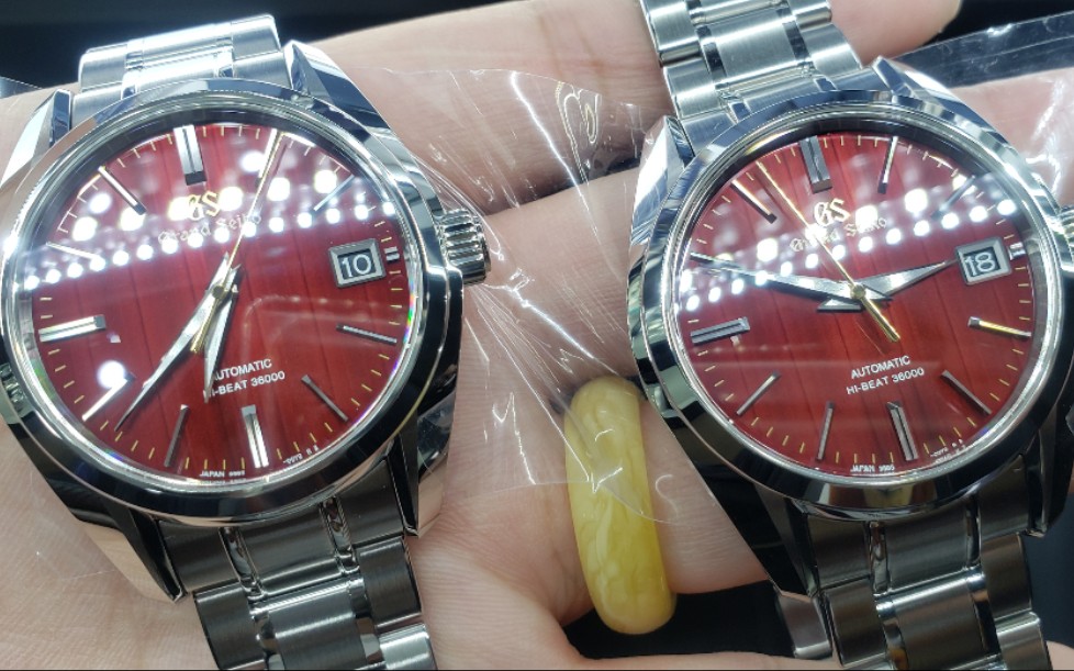 63】秋日红叶,红盘绿底,grandseiko精工gs冠蓝狮sbgh269_哔哩哔哩