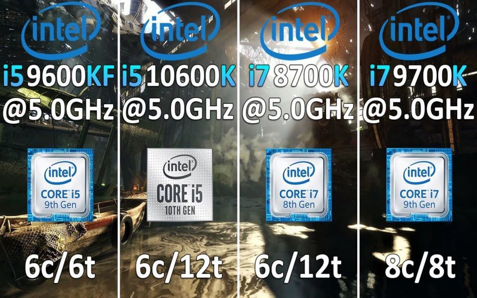 i5-9600kf vs i5-10600k vs i7-8700k vs i7-9700k (5.