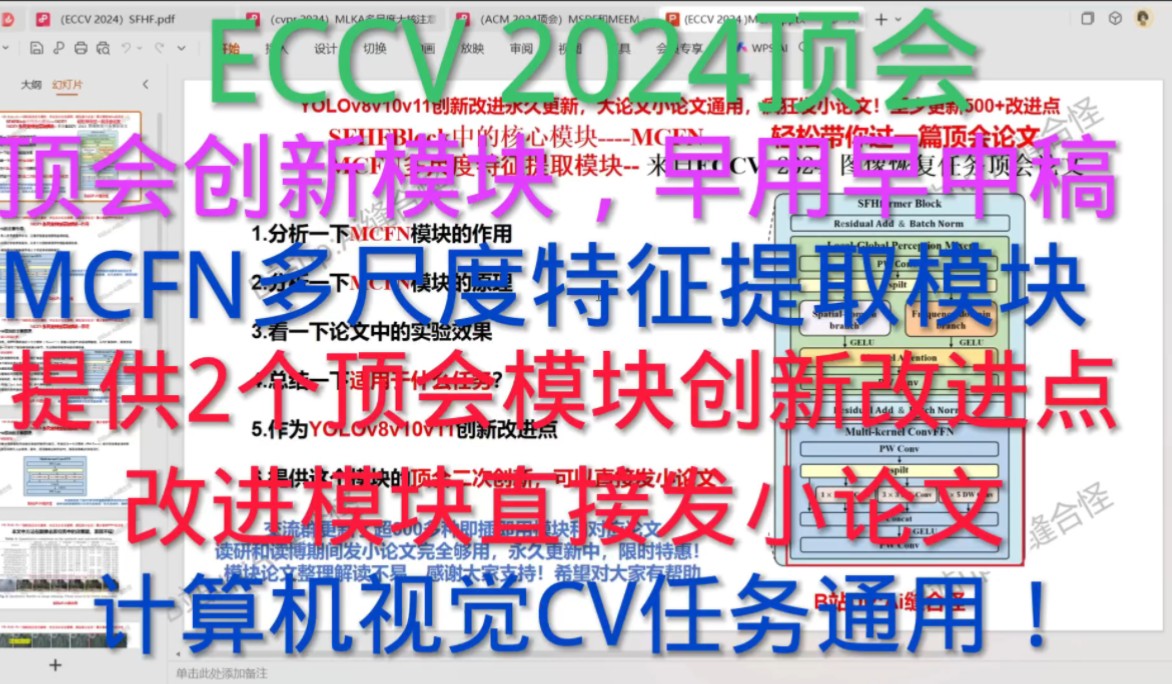 ECCV 2024顶会创新改进模块 | MCFN多尺度特征提取模块| YOLOv8v10v11创新改进 | 正确使用才能有效涨点,可以直接发小论文,CV任务通用哔哩哔哩...